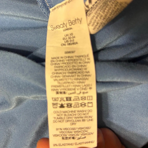 Sweaty Betty Blue Ambiance Ruched Tie Maxi Dress Grey Blue Short Sleeve Size XS - Picture 7 of 8